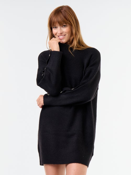 Vestido camisola com botões martelados - Kiabi