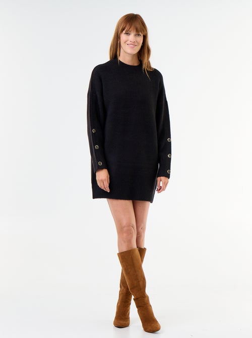 Vestido camisola com botões martelados - Kiabi