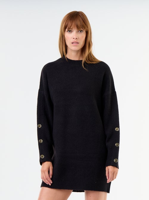 Vestido camisola com botões martelados - Kiabi