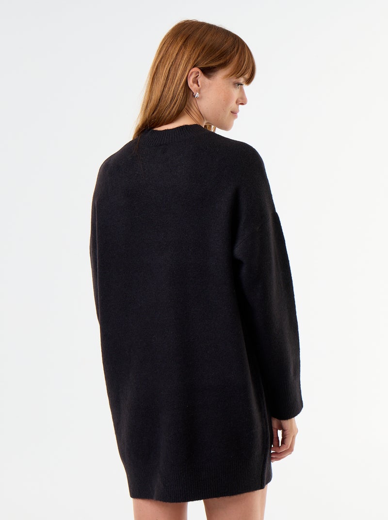 Vestido camisola com botões martelados Preto - Kiabi