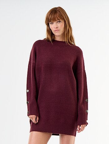 Vestido camisola com botões martelados