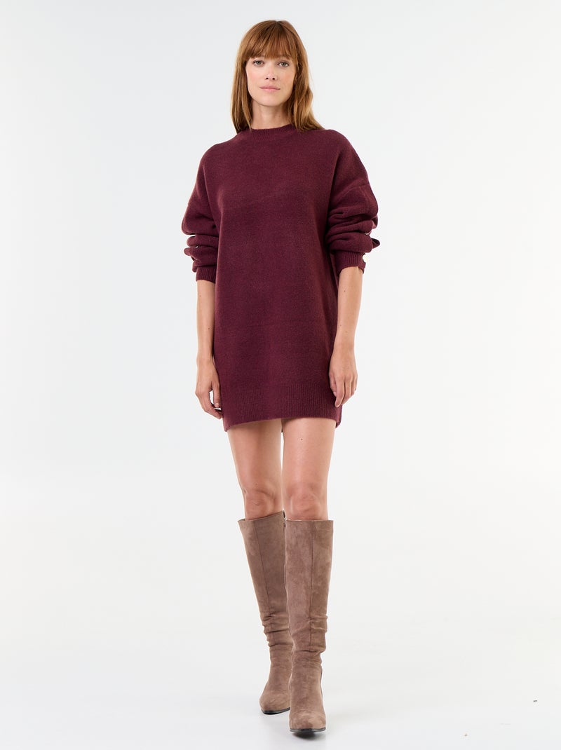 Vestido camisola com botões martelados Vermelho - Kiabi