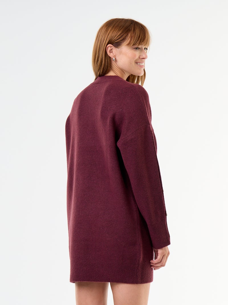 Vestido camisola com botões martelados Vermelho - Kiabi