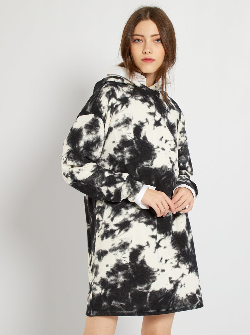 Vestido-camisola com capuz PRETO - Kiabi