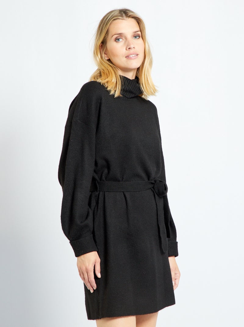 Vestido-camisola com cinto 'JDY' Preto - Kiabi
