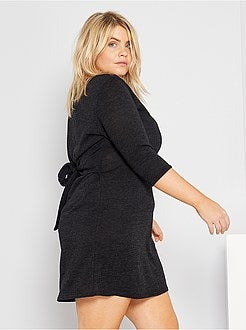Vestido-camisola com cinto para atar - Kiabi