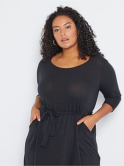 Vestido-camisola com cinto - Kiabi