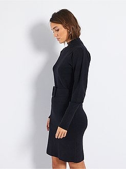 Vestido-camisola com cinto - Kiabi