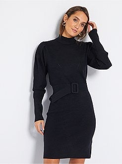 Vestido-camisola com cinto - Kiabi