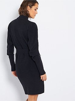 Vestido-camisola com cinto - Kiabi