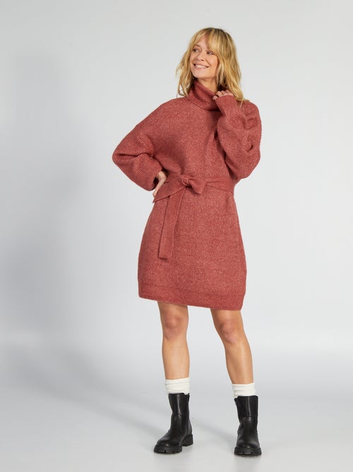 Vestido-camisola com cinto - Kiabi