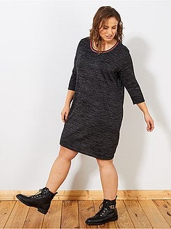 Vestido-camisola com decote e faixas - Kiabi