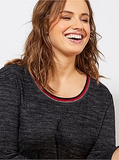 Vestido-camisola com decote e faixas - Kiabi