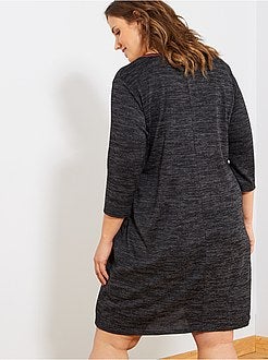 Vestido-camisola com decote e faixas - Kiabi