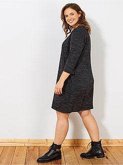 Vestido-camisola com decote e faixas - Kiabi