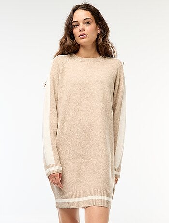 Vestido camisola com faixas contrastantes