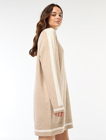 Vestido camisola com faixas contrastantes