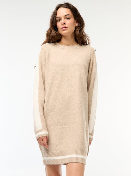 Vestido camisola com faixas contrastantes - Kiabi