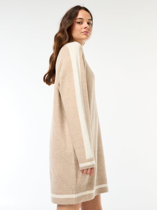 Vestido camisola com faixas contrastantes - Kiabi