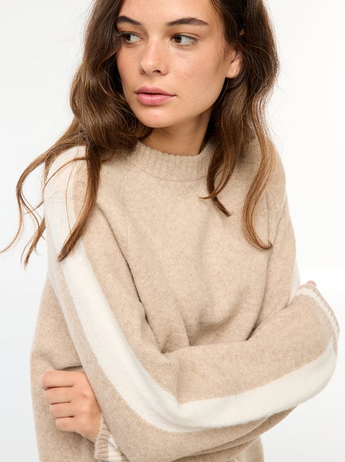 Vestido camisola com faixas contrastantes - Kiabi