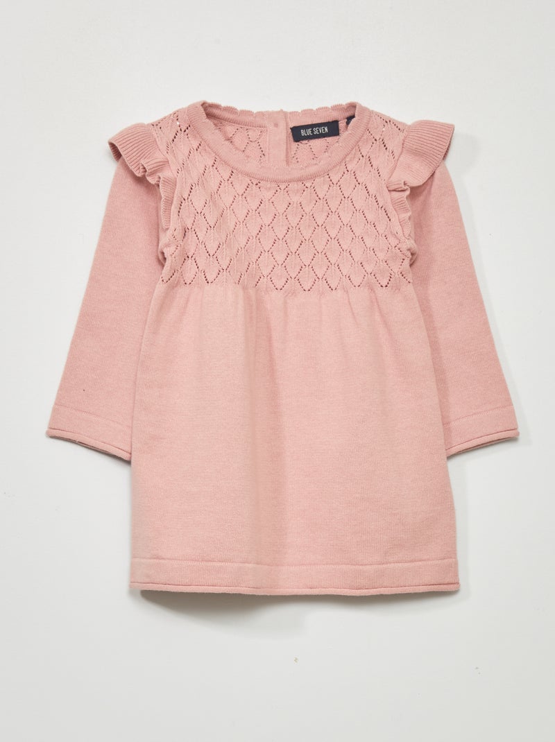 Vestido-camisola com folhos nos ombros ROSA - Kiabi