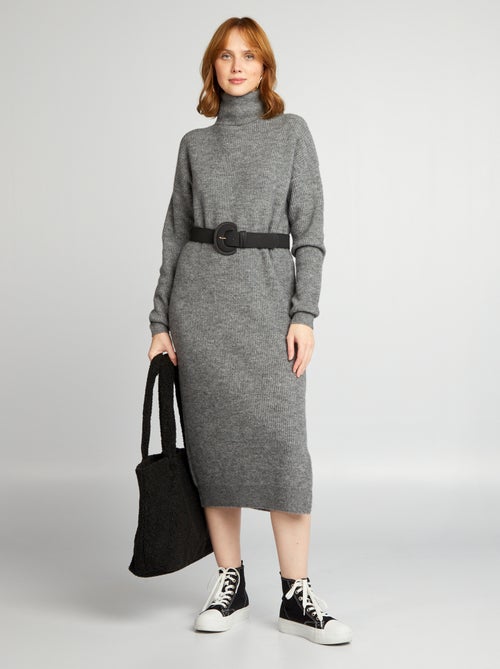 Vestido-camisola com gola alta - Kiabi
