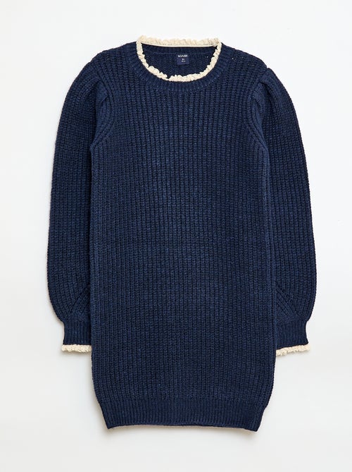 Vestido camisola com gola em renda - Kiabi