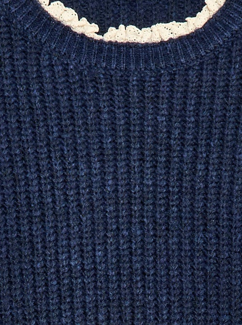 Vestido camisola com gola em renda - Kiabi