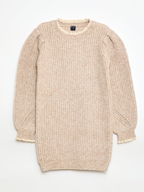 Vestido camisola com gola em renda - Kiabi