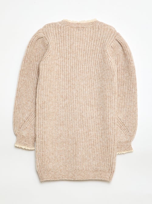 Vestido camisola com gola em renda - Kiabi