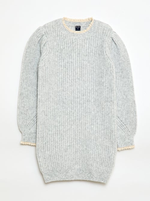 Vestido camisola com gola em renda - Kiabi