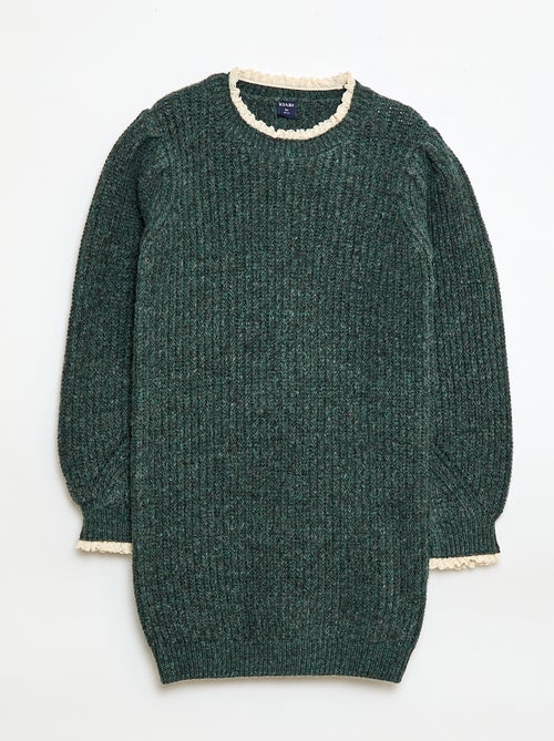 Vestido camisola com gola em renda - Kiabi