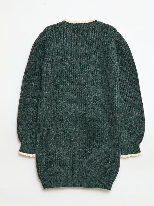 Vestido camisola com gola em renda - Kiabi