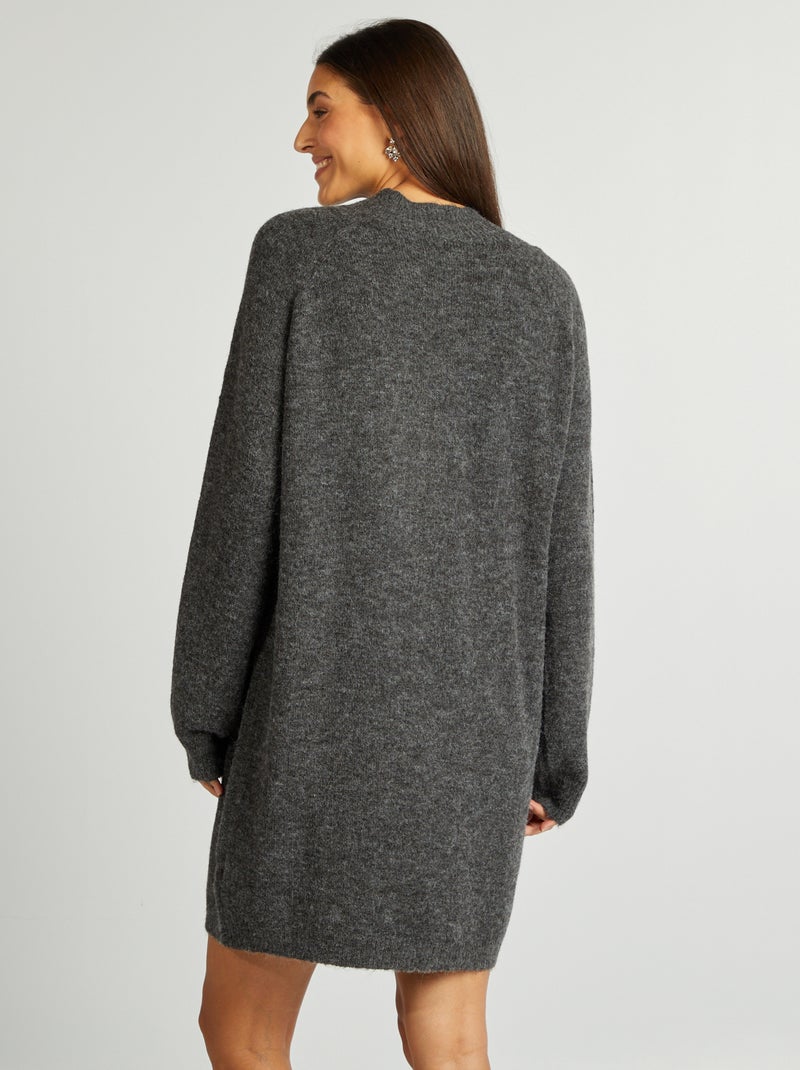 Vestido-camisola com gola subida CINZA - Kiabi