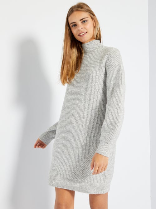 Vestido-camisola com gola subida - Kiabi