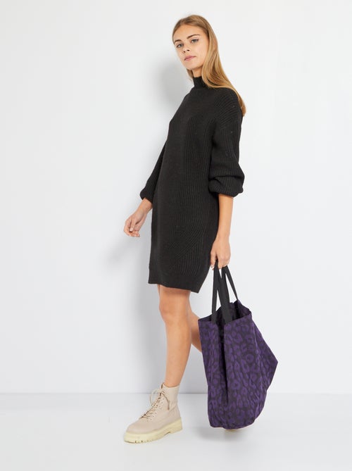 Vestido-camisola com gola subida - Kiabi
