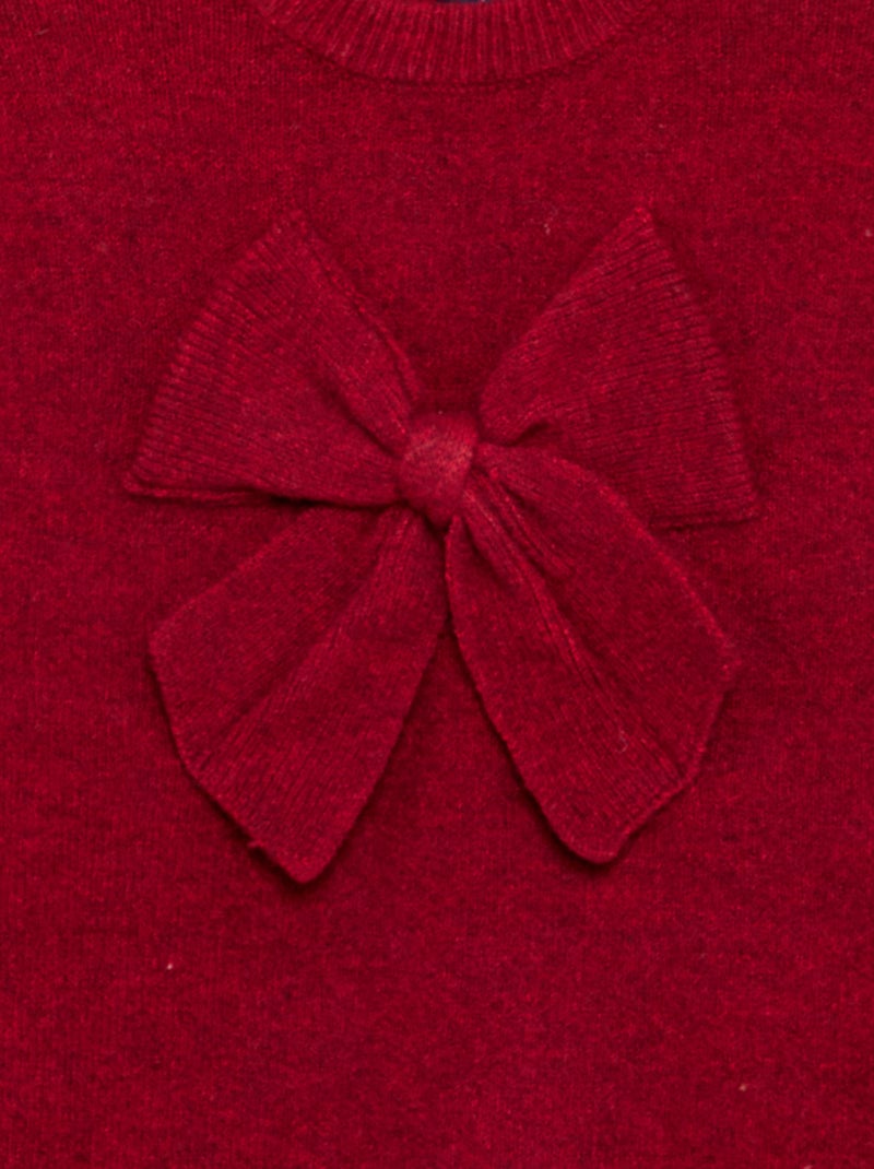 Vestido camisola com grande laço à frente 'Natal' Vermelho - Kiabi