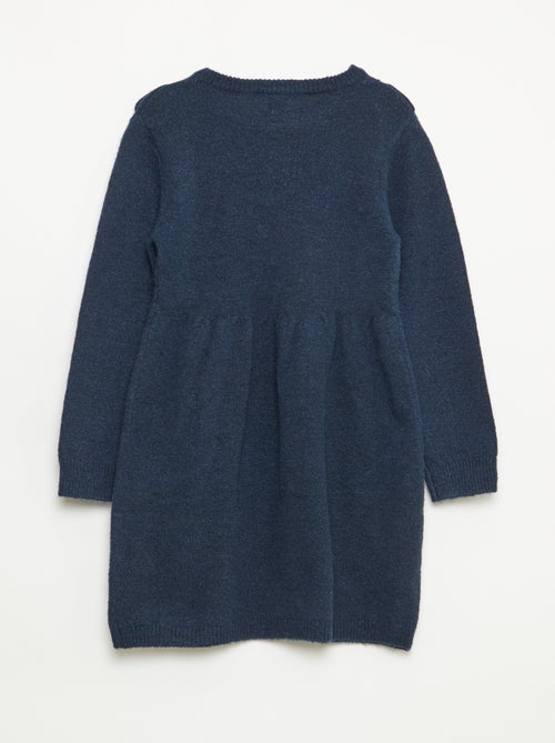 Vestido camisola com malha rendada e folhos - Kiabi
