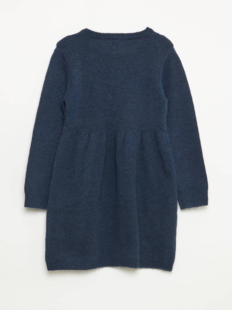 Vestido camisola com malha rendada e folhos Azul - Kiabi