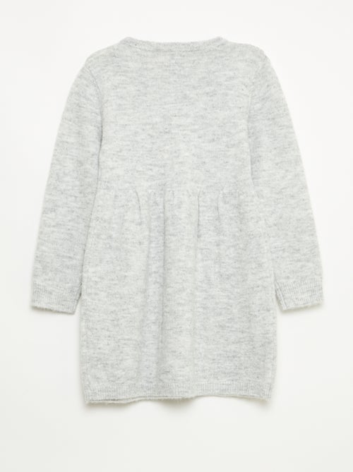 Vestido camisola com malha rendada e folhos - Kiabi