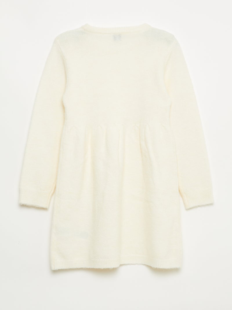 Vestido camisola com malha vazada e folhos Branco - Kiabi