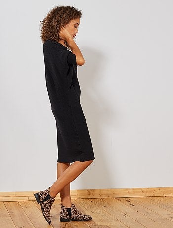 Vestido-camisola com mangas tipo morcego - Kiabi