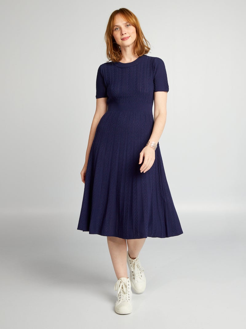 Vestido-camisola com ziguezague AZUL - Kiabi