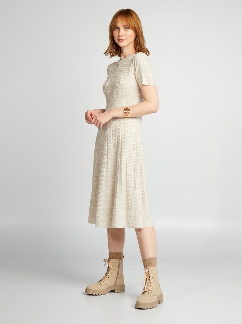 Vestido-camisola com ziguezague BEGE - Kiabi