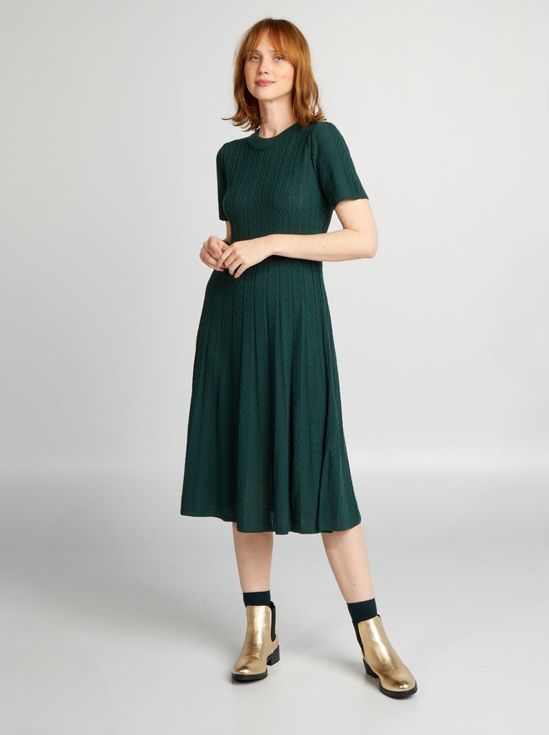 Vestido-camisola com ziguezague VERDE - Kiabi