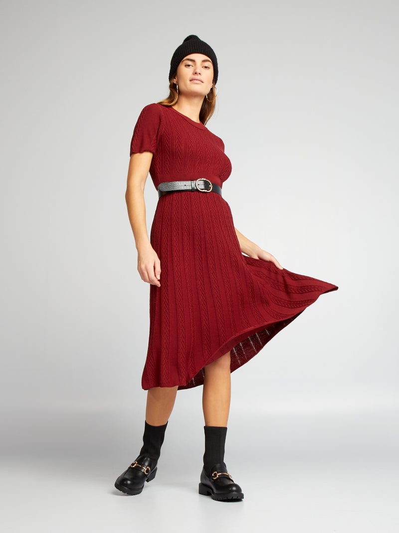 Vestido-camisola com ziguezague VERMELHO - Kiabi