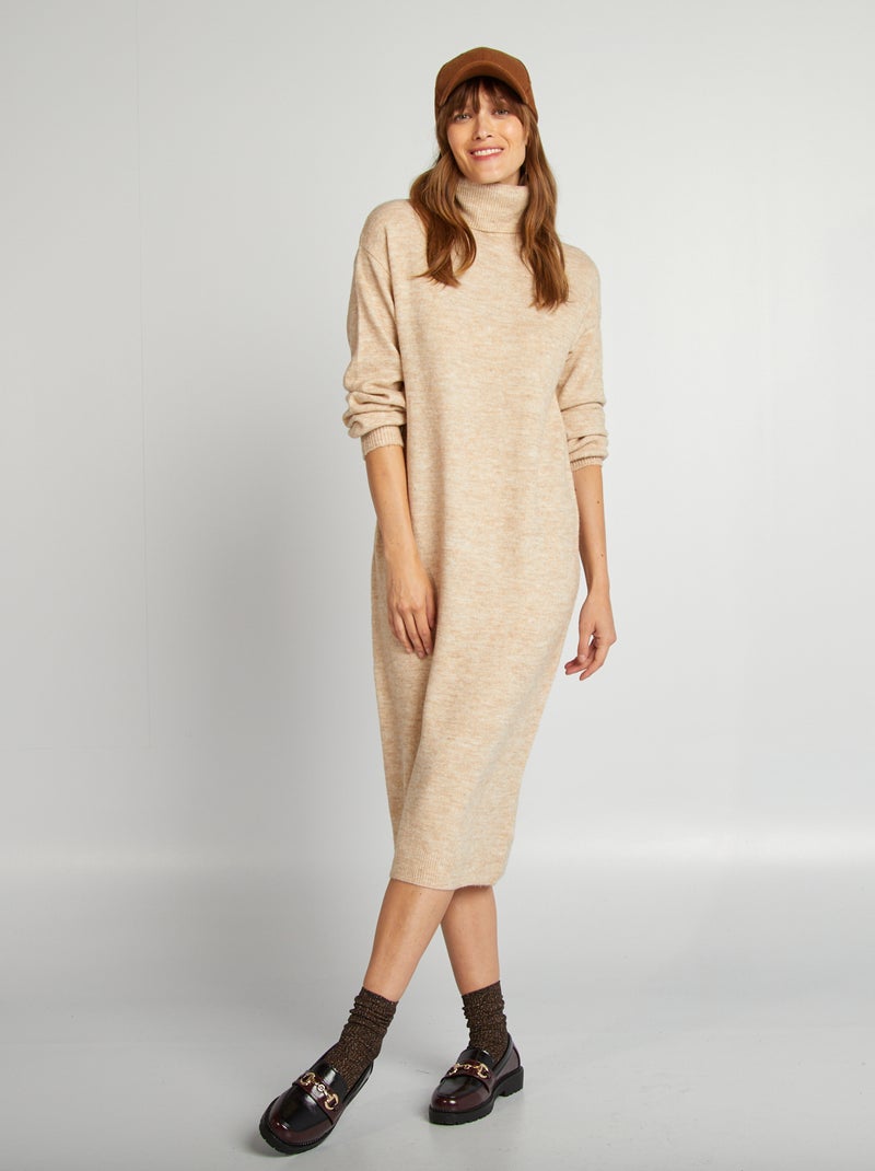 Vestido-camisola comprido BEGE - Kiabi