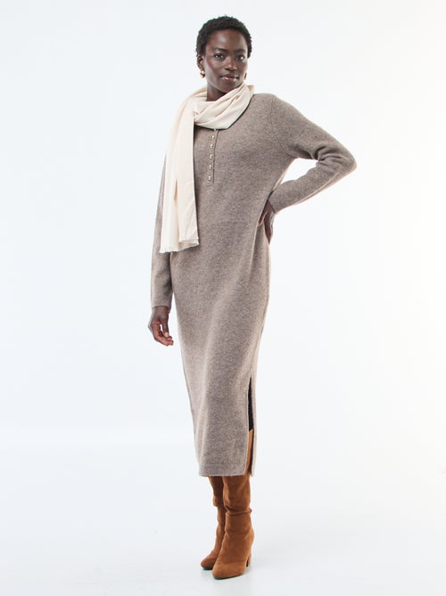 Vestido camisola comprido com gola polo fantasia - Kiabi