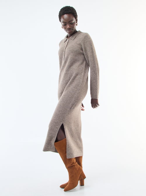 Vestido camisola comprido com gola polo fantasia - Kiabi