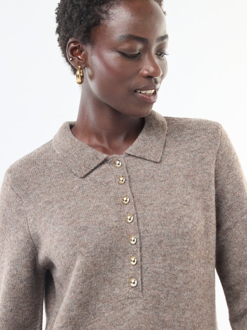 Vestido camisola comprido com gola polo fantasia - Kiabi